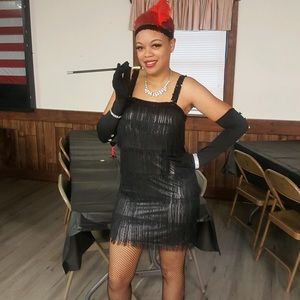 Dress, glove, head band